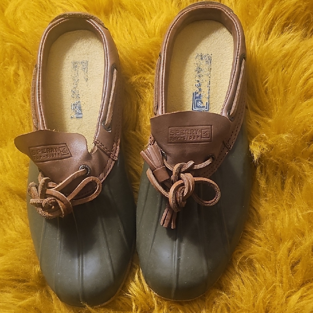 Sperry SLIDE ON Brown and Olive Duck Shoes